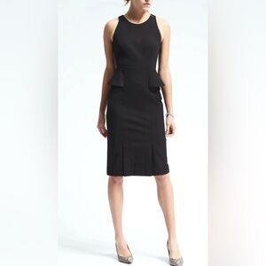 Banana Republic Bi-Stretch Side-Peplum Black Business Career Sheath Dress Size 2